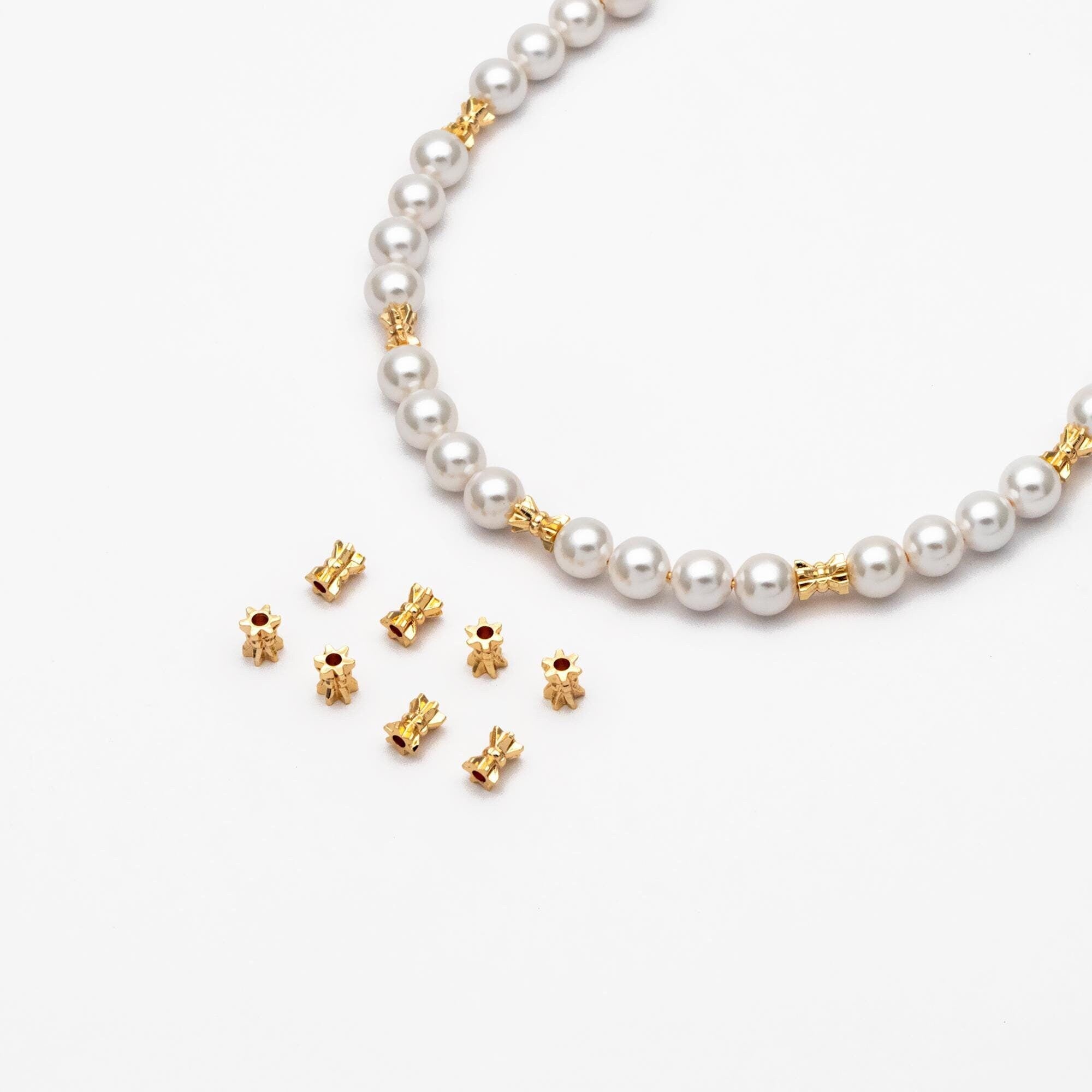 20pcs Gold Gear Spacer Beads 5x4mm, 18K Gold plated Brass, Tube Spacer Beads (GB-2839)